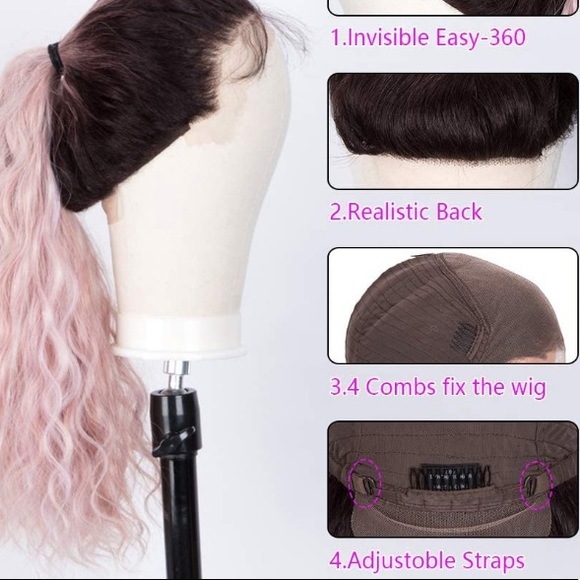 ? EM K 28” ROSE GOLD OMBRÉ WAVY LACE FRONT WIG main image 4